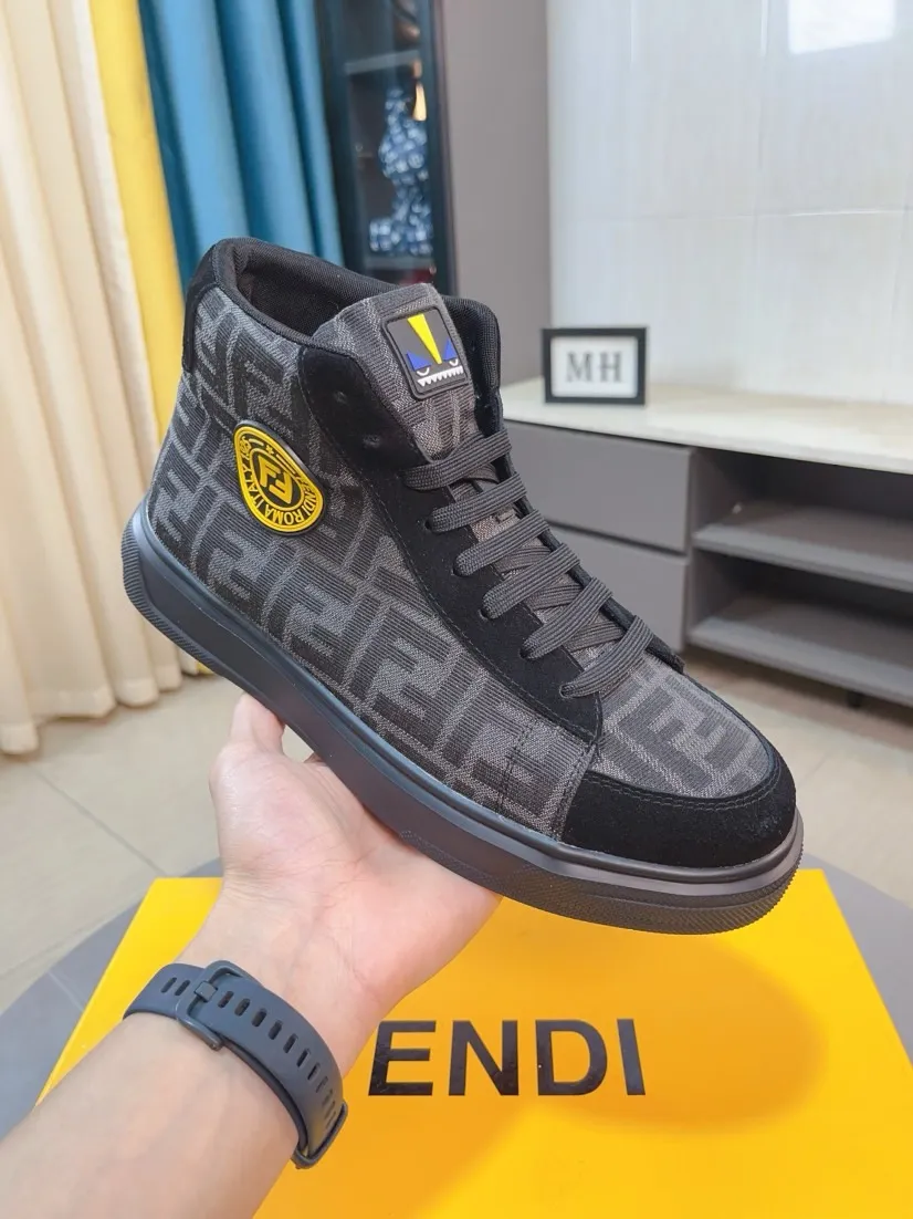Men's shoes 💰440🌹🌹【fendi Fendi】: 🔝High-end brand of men's shoes: high-top series: official website 1:1 latest masterpiece: the upper is made of brand fabric with imported cowhide technology, ➕🐑made in sheepskin👍, making walking more convenient and comfortable, a stunning work, compared with the official quality, the beautiful 1:1 replica [color]! Create a fashionable personality to set off your uniqueness! A must-have for trendy men! 🔥Size: 38-44.